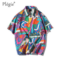 Load image into Gallery viewer, Plegie Unisex Short Sleeve Shirt Men Hip Hop Japanese Streetwear Ukiyoe Casual Shirt 2018 Mens Summer Hawaiian Shirts